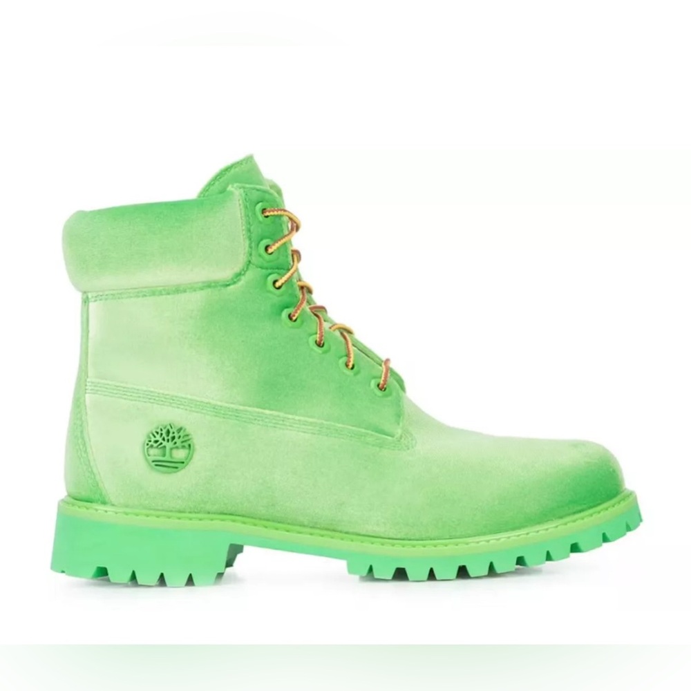 SUPER RARE Timberland Off White 6” Green Velvet MENS Size 9